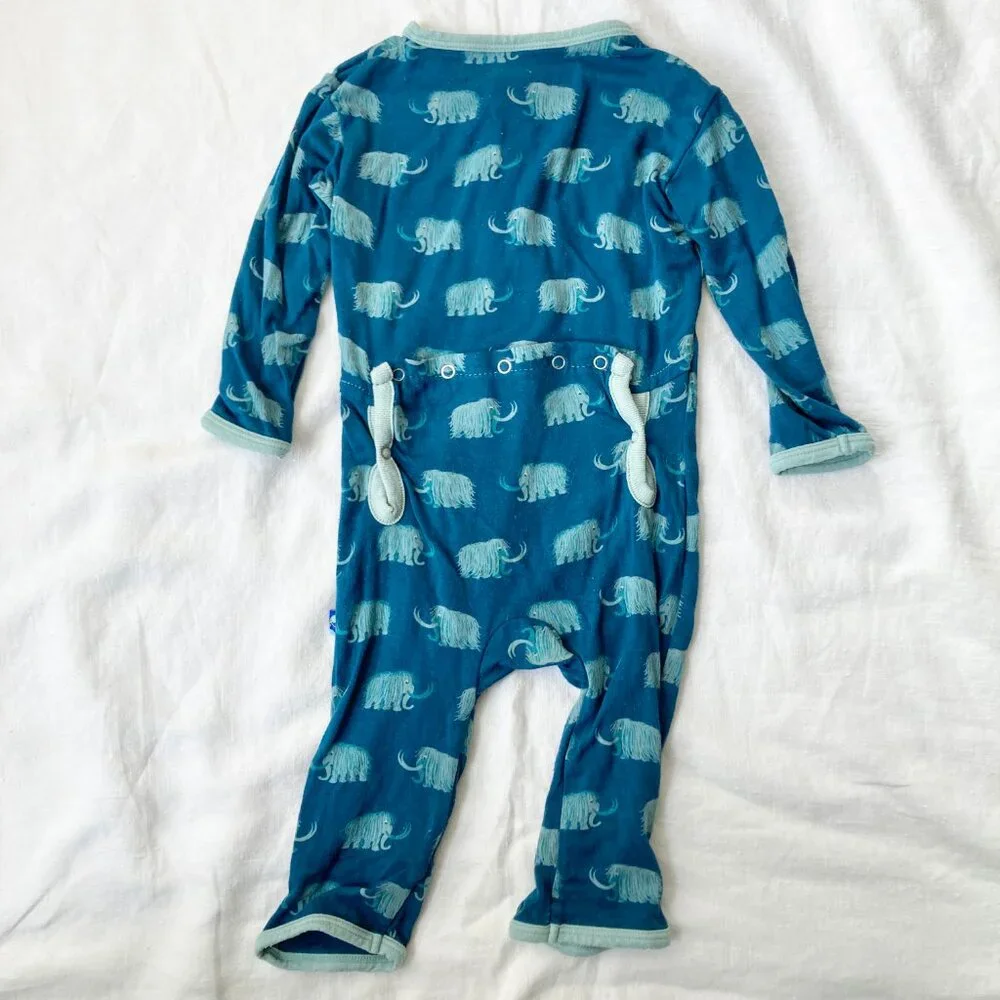 💙2/$25 Kickee Pants 3-6 Months Baby Blue Elephant Button Sleeper - Picture 5 of 5